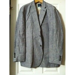 CARIBBEAN BLUES MENS NEW GRAY 100%LINEN SPORT COAT JACKET BLAZER SIZE: XL